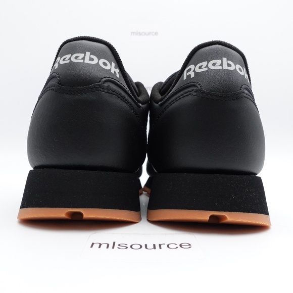NEW Size 9.5 Men's Reebok Classic Leather Sneakers 100008493/GY0954 Black/Gum - Picture 6 of 8
